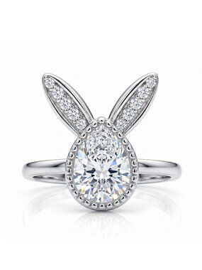 RARE Bunny Heart Ring, 925 Sterling Silver Charmed Aroma EASTER Playboy